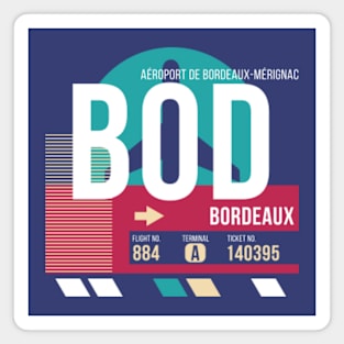 Bordeaux, France (BOD) Airport Code Baggage Tag Magnet